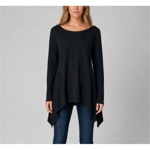 Killstar Cora Long Sleeve Top Womens L Black Sharkbite Tunic Whimsigoth Grunge